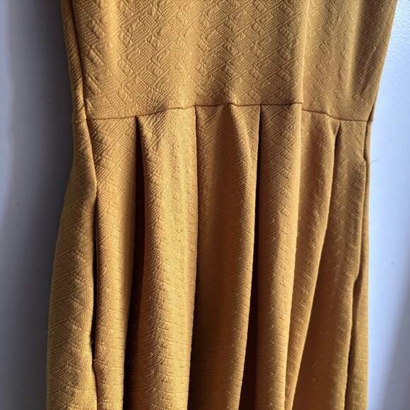 LuLaRoe Mustard Yellow Amelia Midi Pleated Dress - Size M - Picture 5 of 11